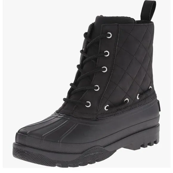 Sperry Black Quilted Gosling Duck Boots.
