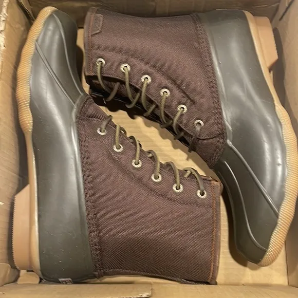 Sperry Men’s Saltwater Top Sider Duck Boots Brown NEW