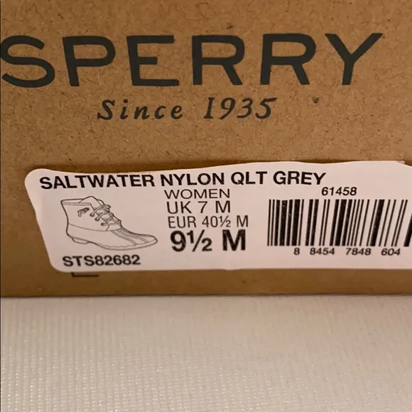 Sperry Saltwater Nylon Quilted Gray Duck Boots 9.5