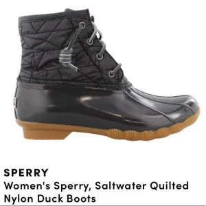 Sperry Saltwater Nylon Quilted Gray Duck Boots 9.5