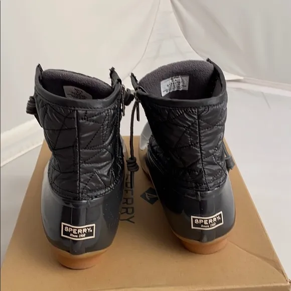 Sperry Saltwater Nylon Quilted Gray Duck Boots 9.5