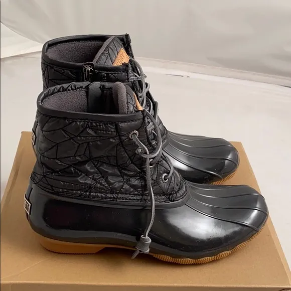 Sperry Saltwater Nylon Quilted Gray Duck Boots 9.5