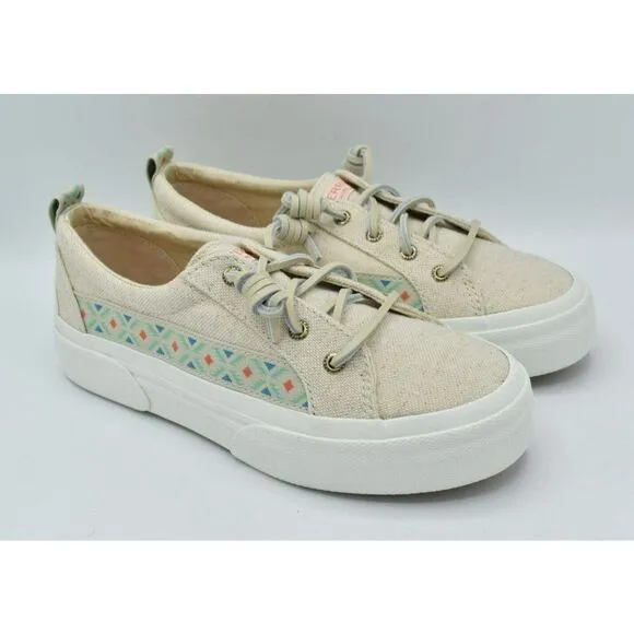 Sperry Women Size 7 Pier Wave Hi LTT Playa Beige Slip On Tribal Fashion Sneakers
