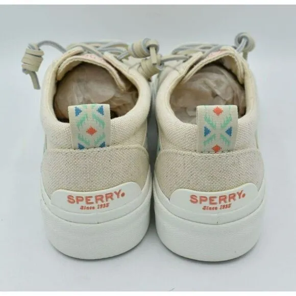 Sperry Women Size 7 Pier Wave Hi LTT Playa Beige Slip On Tribal Fashion Sneakers