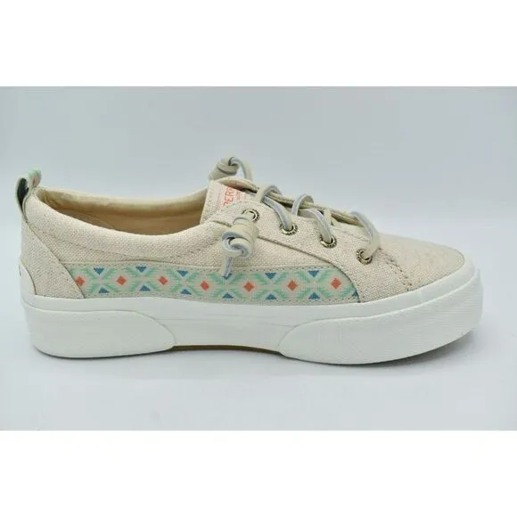 Sperry Women Size 7 Pier Wave Hi LTT Playa Beige Slip On Tribal Fashion Sneakers