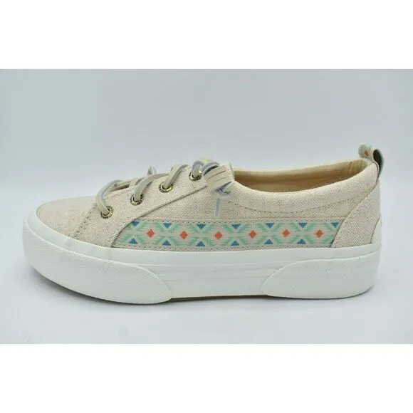 Sperry Women Size 7 Pier Wave Hi LTT Playa Beige Slip On Tribal Fashion Sneakers