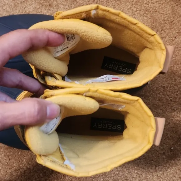 Sperry Yellow and Blue Waterproof Rain Boots with Velcro Straps