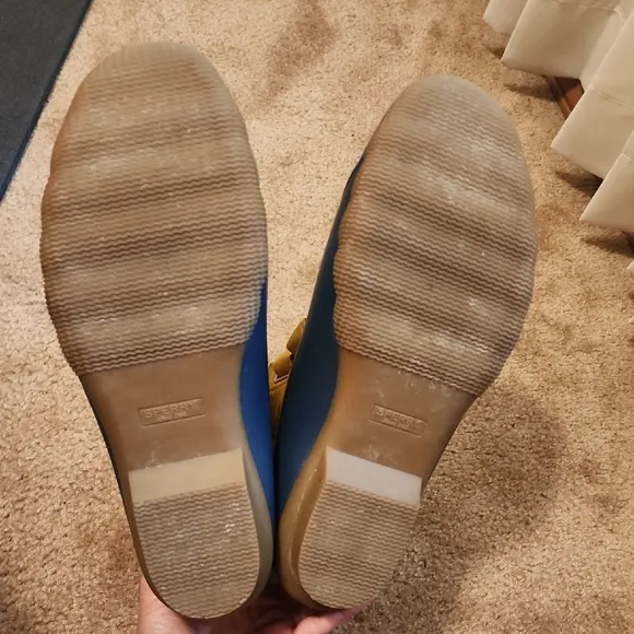 Sperry Yellow and Blue Waterproof Rain Boots with Velcro Straps