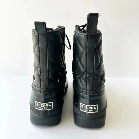 SPERRY Top Sider Women’s Size 7 Gosling Black Quilted Boots Waterproof Ankle
