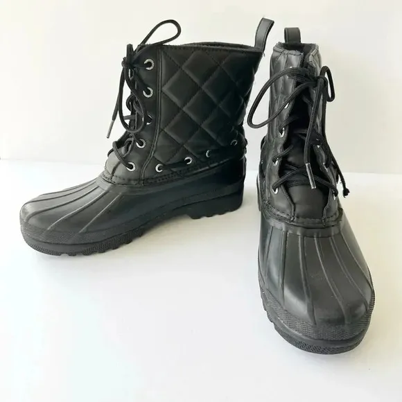 SPERRY Top Sider Women’s Size 7 Gosling Black Quilted Boots Waterproof Ankle