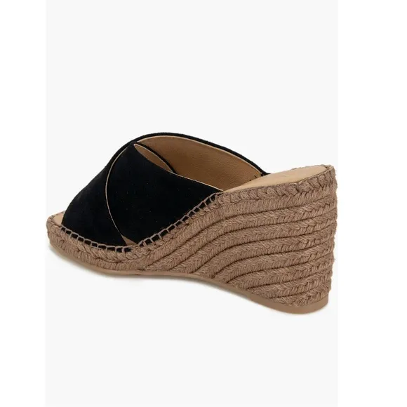 Splendid Britt Espadrilles Platform Wedge Slide Sandals Black &amp; Tan Women’s 9