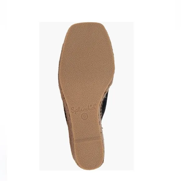 Splendid Britt Espadrilles Platform Wedge Slide Sandals Black &amp; Tan Women’s 9