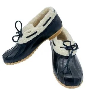 Sporto NWB Women's SZ 8 M Black White Faux Fur‎ Slip On Grip Sole Duck Loafers
