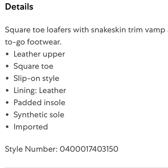 Square Toe Loafers with Snakeskin Trim