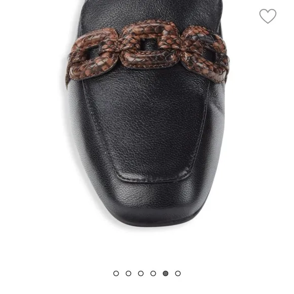 Square Toe Loafers with Snakeskin Trim