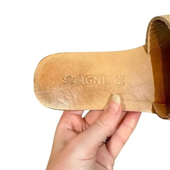 St. Agni Aiko Basic Slides in Nude Leather Sz:36