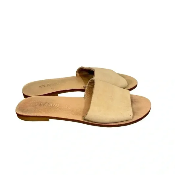 St. Agni Aiko Basic Slides in Nude Leather Sz:36
