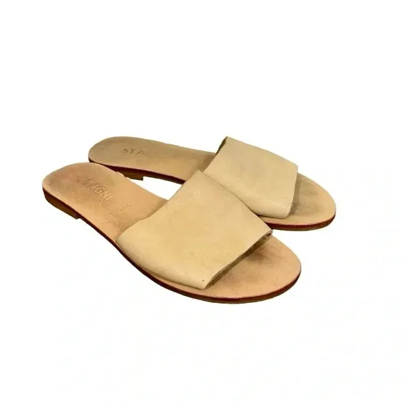St. Agni Aiko Basic Slides in Nude Leather Sz:36