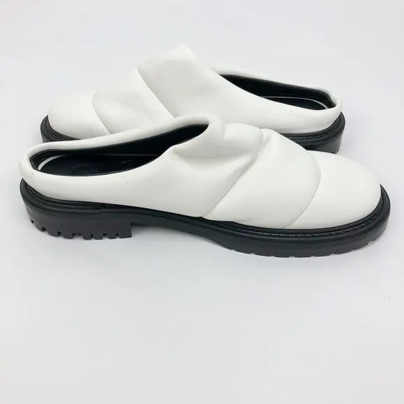 Staud Womens Astro Puffer Mule White 36 5.5 Vegan Leather Slip On NWOB