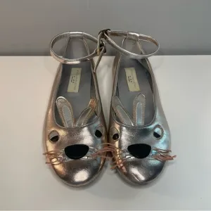 Stella McCartney Kids Bunny Rabbit Ballet Flats With Ankle Strap (EU 34/US 2.5)