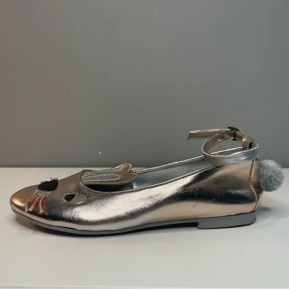Stella McCartney Kids Bunny Rabbit Ballet Flats With Ankle Strap (EU 34/US 2.5)