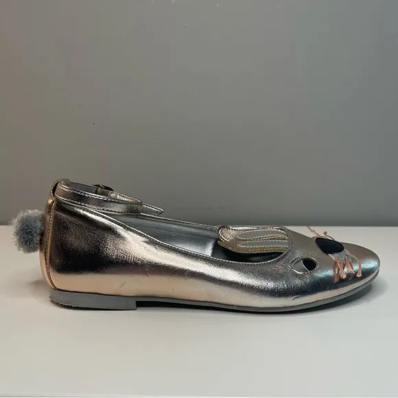 Stella McCartney Kids Bunny Rabbit Ballet Flats With Ankle Strap (EU 34/US 2.5)