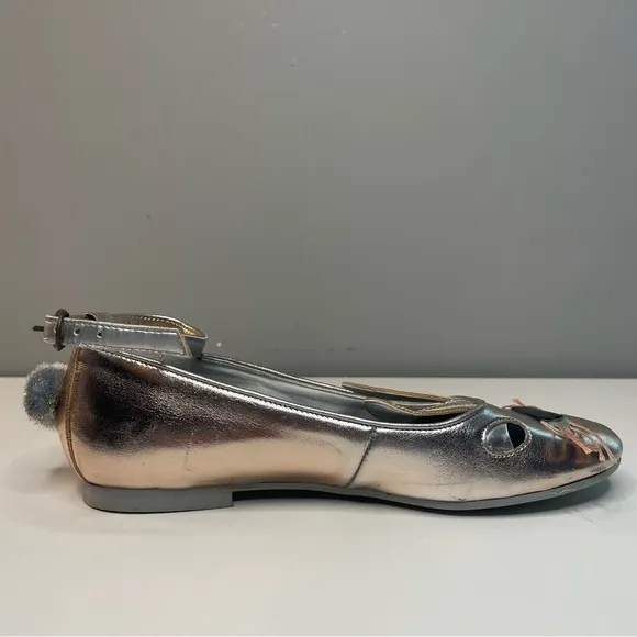 Stella McCartney Kids Bunny Rabbit Ballet Flats With Ankle Strap (EU 34/US 2.5)
