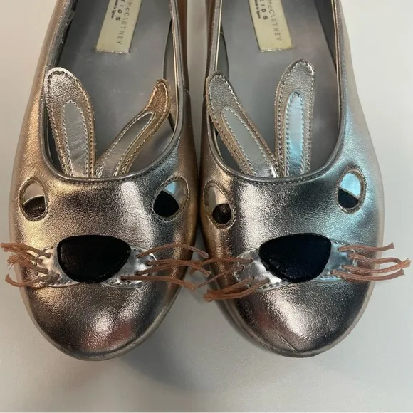 Stella McCartney Kids Bunny Rabbit Ballet Flats With Ankle Strap (EU 34/US 2.5)