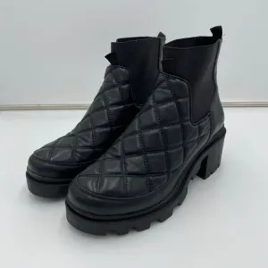Steve Madden Black Adrian Quilted Vegan Leather Chucky Platform Boots Size 10