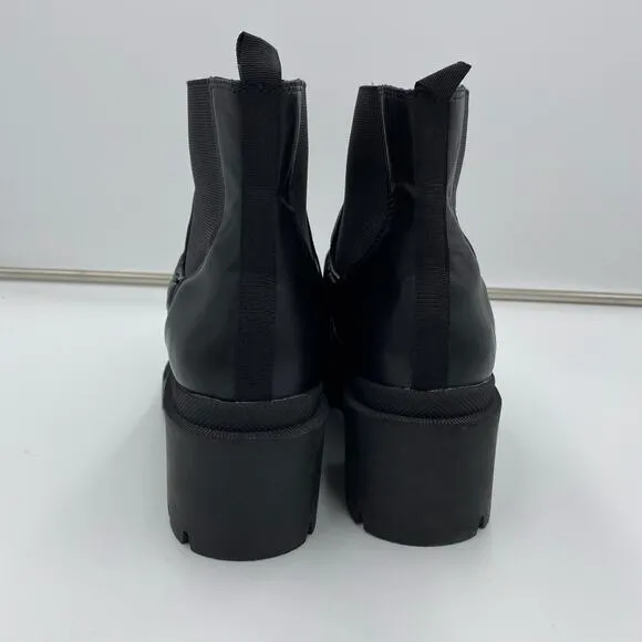 Steve Madden Black Adrian Quilted Vegan Leather Chucky Platform Boots Size 10