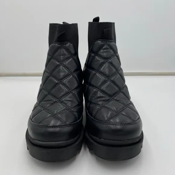 Steve Madden Black Adrian Quilted Vegan Leather Chucky Platform Boots Size 10