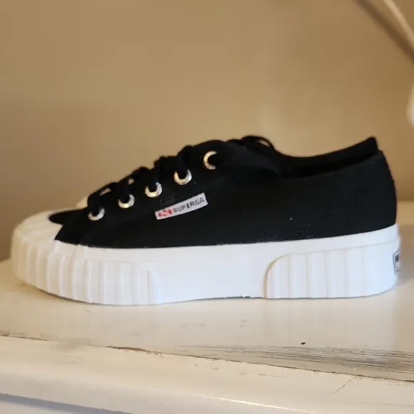 Steve Madden Black and White Platform Sneakers