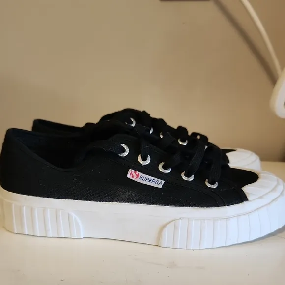 Steve Madden Black and White Platform Sneakers