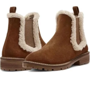 Steve Madden Leopold Faux Shearling Chelsea Boot in Camel Suede New