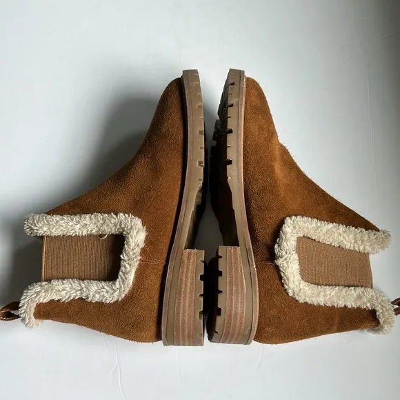 Steve Madden Leopold Faux Shearling Chelsea Boot in Camel Suede New