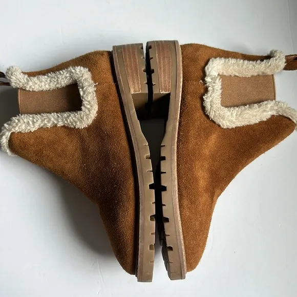 Steve Madden Leopold Faux Shearling Chelsea Boot in Camel Suede New