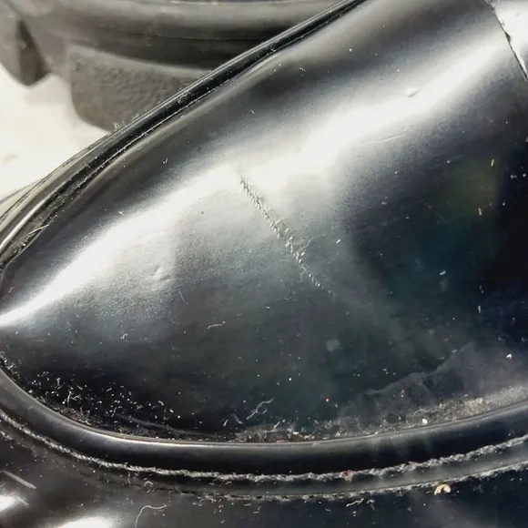 Steve Madden Lively Live Black Faux Leather Chunky Sole Loafers O678