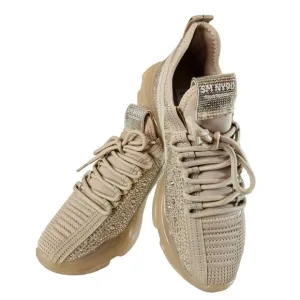 Steve Madden Maxima Rose Gold Lace Up Rhinestone Fashion Sneakers Sz 7.5