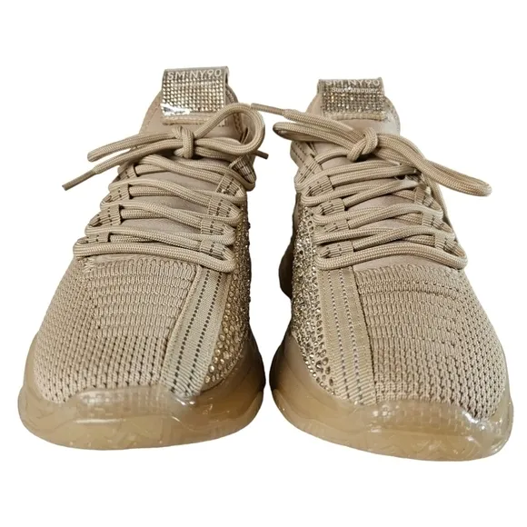 Steve Madden Maxima Rose Gold Lace Up Rhinestone Fashion Sneakers Sz 7.5