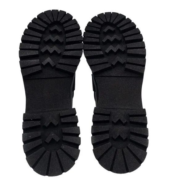 Steve Madden Platform Chunky Lug Sole Penney Loafers Black Leather Womens 6