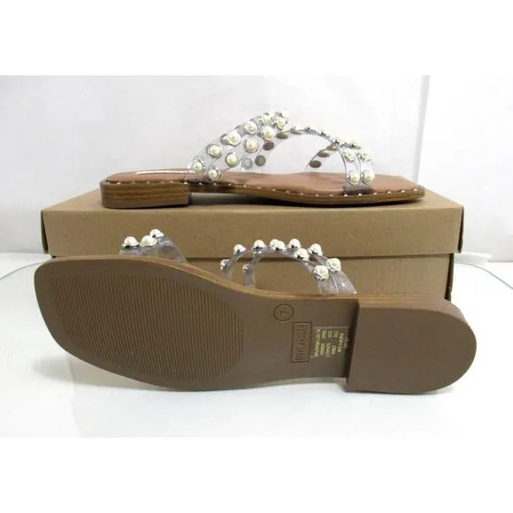 Steve Madden Skyler - P Studded Flat Sandals Slip On Clear Size 7