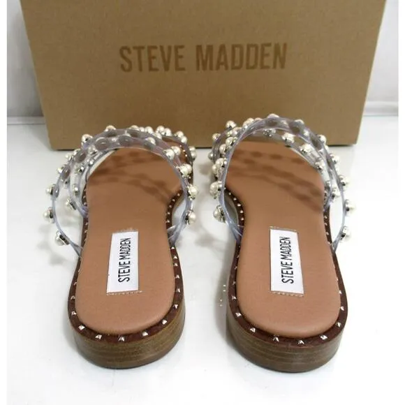 Steve Madden Skyler - P Studded Flat Sandals Slip On Clear Size 7