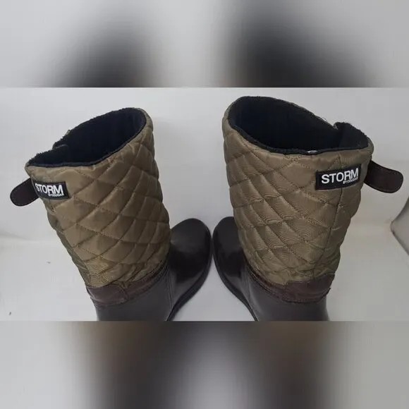 Storm By Cougar Women's Sassy Rain Boots Boot Olive Quilted Buckle  Size 9 US