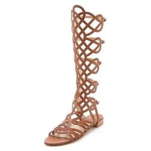 STUART WEITZMAN $495 Aphrodite Gladiator Sandal SEXY FLATS Size 9 Tan FESTIVAL