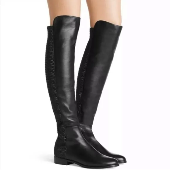 Stuart Weitzman Alljen Black Nappa Leather Over The Knee Boots Size 6M