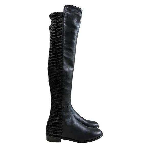 Stuart Weitzman Alljen Black Nappa Leather Over The Knee Boots Size 6M