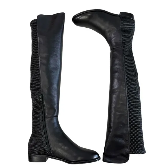 Stuart Weitzman Alljen Black Nappa Leather Over The Knee Boots Size 6M