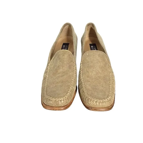 Stuart Weitzman Brown &amp; Sand Leather Loafers Size 9