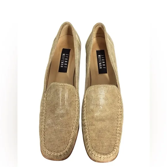 Stuart Weitzman Brown &amp; Sand Leather Loafers Size 9