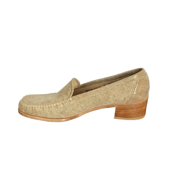 Stuart Weitzman Brown &amp; Sand Leather Loafers Size 9